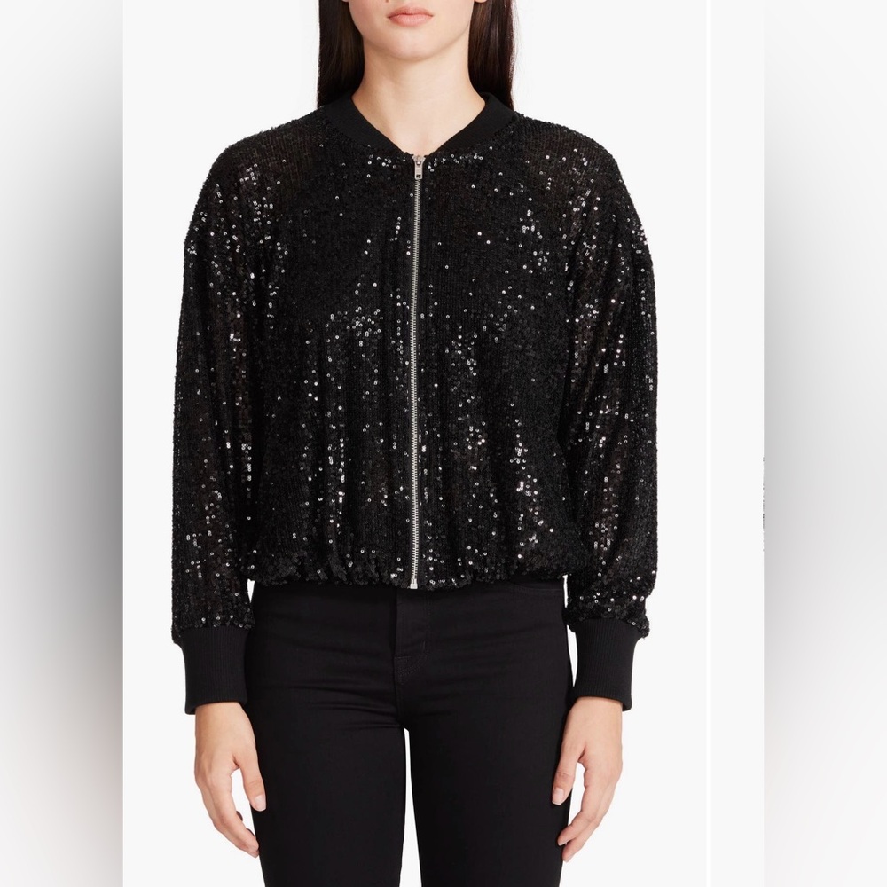 Sequin Black Bomber Jacket
